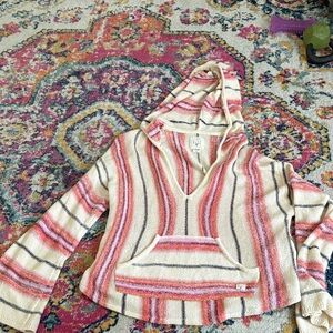 Billabong Cream and Pink Striped Sweater